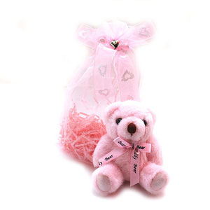 婚禮小物─粉紅紗袋熊-