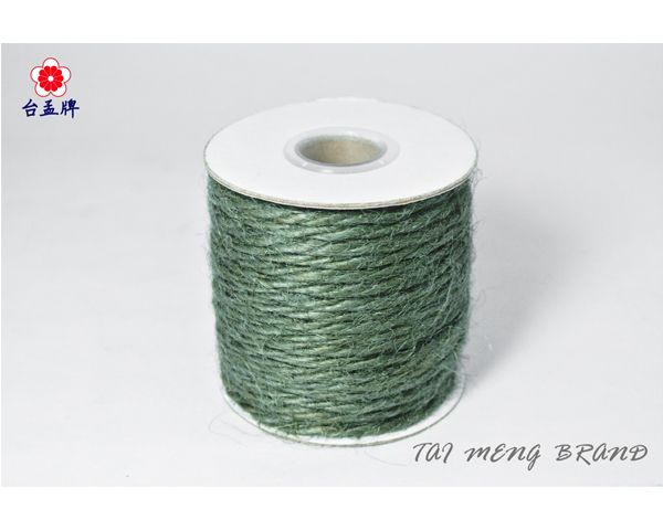 台孟牌 染色 麻繩 2.5mm 灰綠色 20碼 (彩色麻線、黃麻、毛線、麻紗、編織、手工藝、園藝材料、天然植物)-