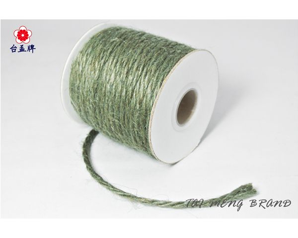 台孟牌 染色 麻繩 2.5mm 灰綠色 20碼 (彩色麻線、黃麻、毛線、麻紗、編織、手工藝、園藝材料、天然植物)-